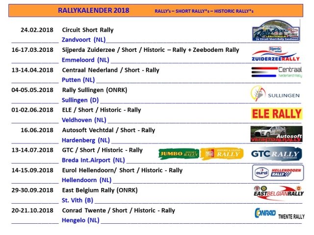 Rally kalender 2018