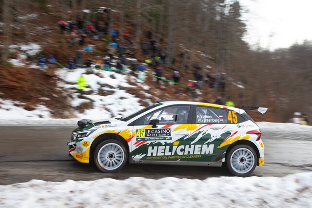 HELICHEM RALLY TEAM Henk Vossen en Willem Vissenberg in actie met de Hyundai i20 Raly tijdens de Rallye Monte Carlo 2024 240128