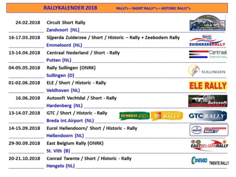 Rally kalender 2018